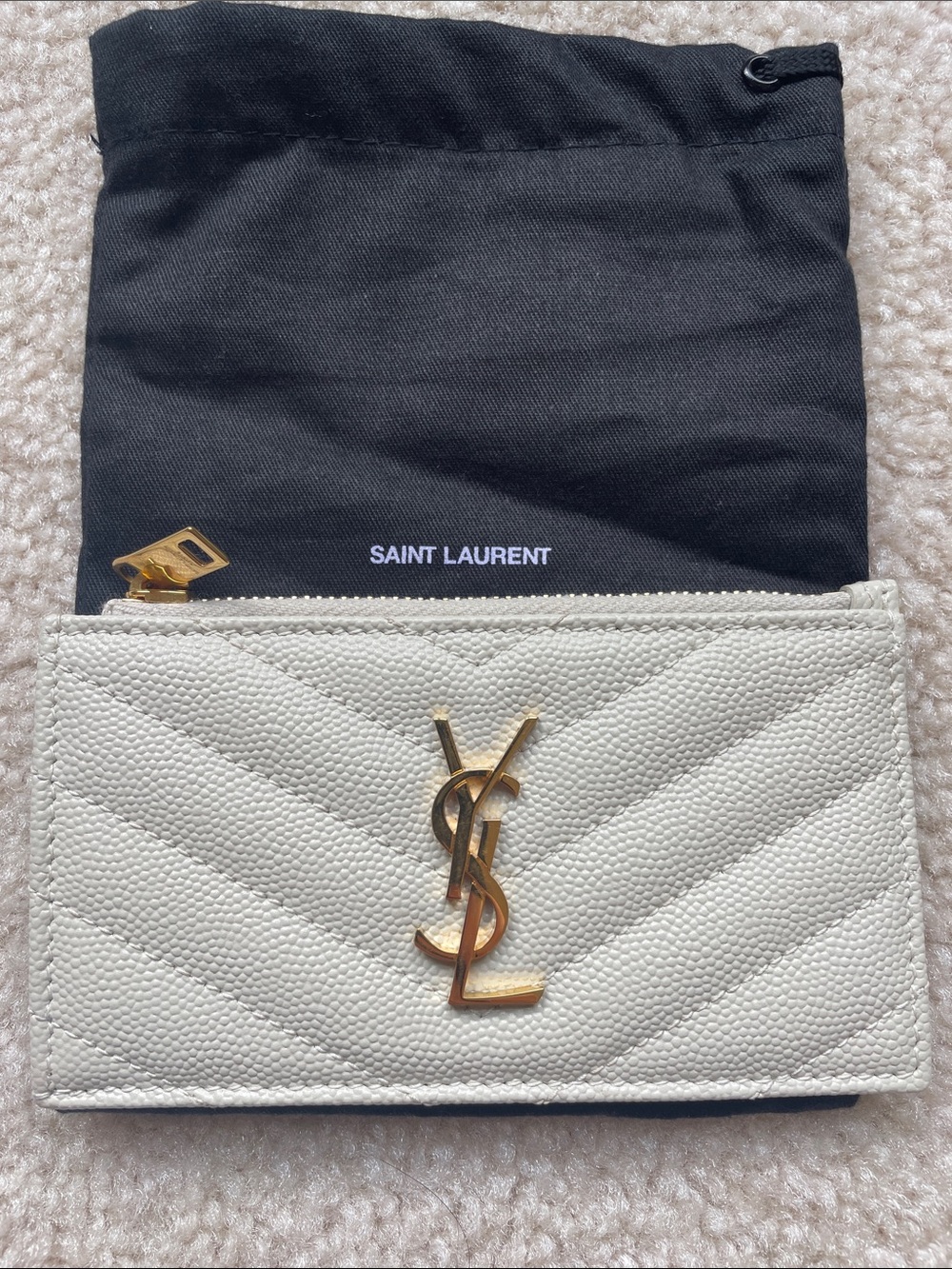 CASSANDRE MATELASSÉ FRAGMENTS CARD CASE IN GRAIN DE POUDRE LEATHER